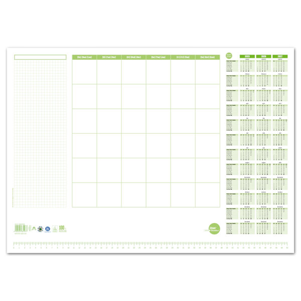Ursus® Schreibunterlage Green 52,5 x 37,5 cm (B x H) mit Kalender 3 Jahre Papier premiumweiß 30 Bl.