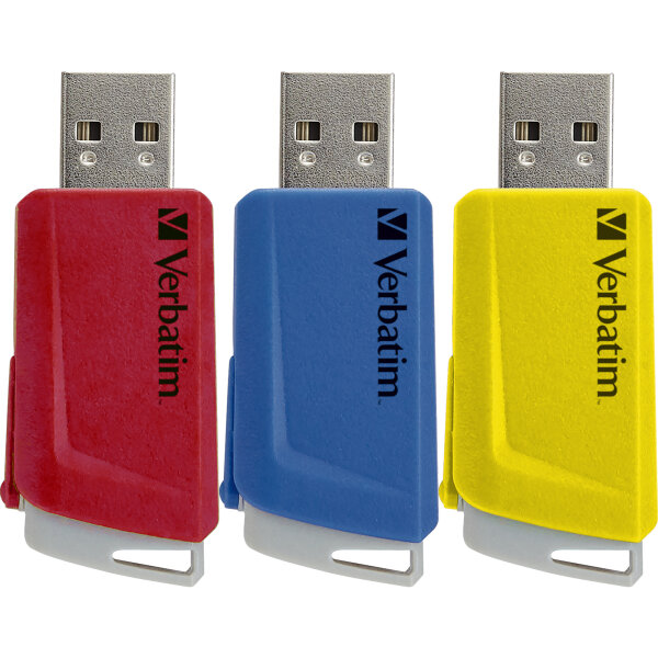 Verbatim USB-Stick Store `n` Click USB 3.2 Gen 1 16Gbyte rot, blau, gelb 3 St./Pack.