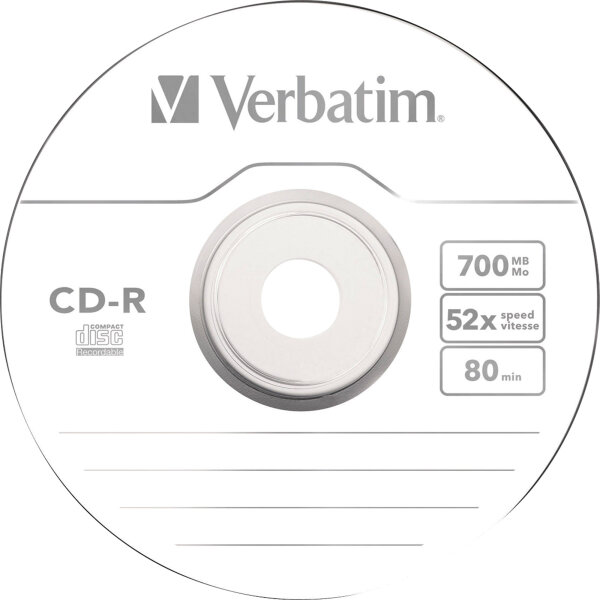 Verbatim CD-R 80min 700Mbyte 52x 100 St./Pack.
