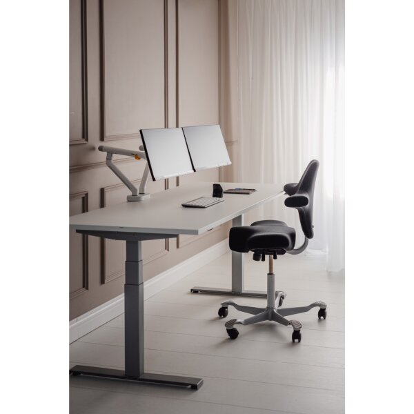 BakkerElkhuizen Monitorschwenkarm BE Flexible Dual 2 x 2-10kg Aluminium/Stahl/Kunststoff weiß/hellgrau