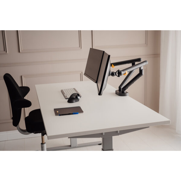 BakkerElkhuizen Monitorschwenkarm BE Flexible Dual 2 x 2-10kg Aluminium/Stahl/Kunststoff dunkelgrau/schwarz