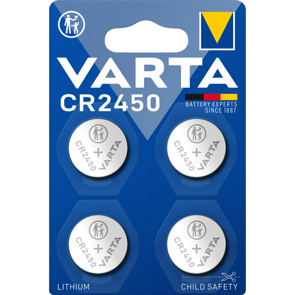 Varta Knopfzelle CR2450 Lithium 570 mAh 3V 4 St./Pack.