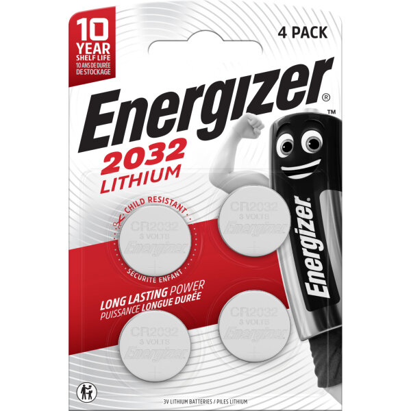 Energizer® Knopfzelle CR2032 Lithium 235 mAH 3V 4 St./Pack.