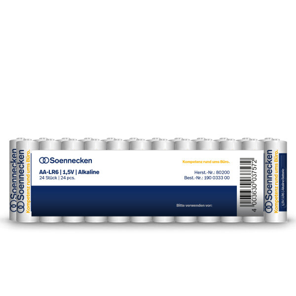 Soennecken Batterie AA/Mignon LR6 Alkaline 1.850 mAh 1,5V 24 St./Pack.