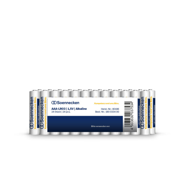 Soennecken Batterie AAA/Micro LR03 Alkaline 724 mAh 1,5V 24 St./Pack.