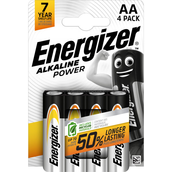 Energizer® Batterie Alkaline Power AA/Mignon LR6 Alkaline 2.550 mAh 1,5V 4 St./Pack.
