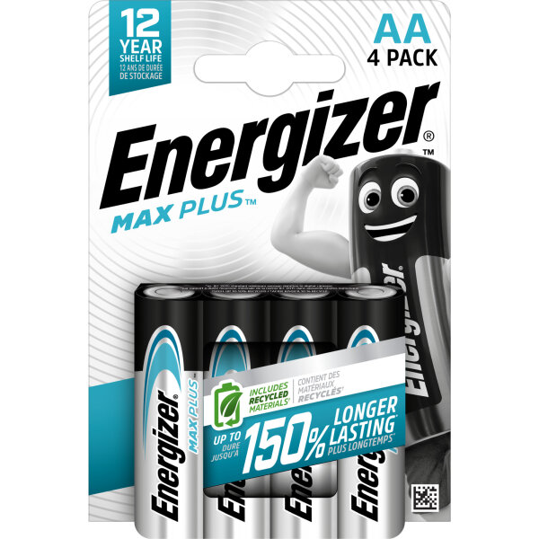 Energizer® Batterie Max Plus™ AA/Mignon LR6 Alkaline 2.550 mAh 1,5V 4 St./Pack.