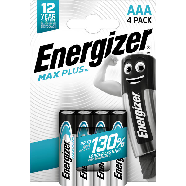Energizer® Batterie Max Plus™ AAA/Micro LR03 Alkaline 1.200 mAh 1,5V 4 St./Pack.