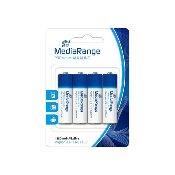 MediaRange Batterie AA/Mignon LR6 Alkaline 1.850 mAh 1,5V 4 St./Pack.