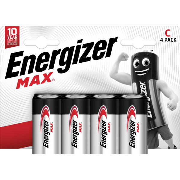Energizer® Batterie Max® D/Mono LR20 Alkaline 15.600 mAh 1,5V 4 St./Pack.