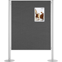 magnetoplan® Präsentationswand SET 1 134,5 x 180 x 44 cm (B x H x T) inkl. 2 Achtkantsäulen grau