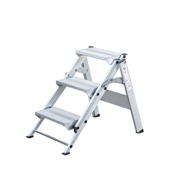MUNK Trittleiter 57 x 82 cm (B x T) 150kg Aluminium alu 3 Stufen