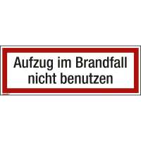 Hinweisschild 29,7 x 10,5 cm (B x H) Aufzug im Brandfall...