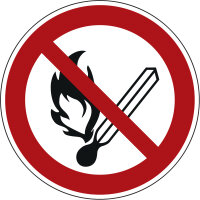 Hinweisschild 20cm P003 Feuer, offenes Licht u. Rauchen...