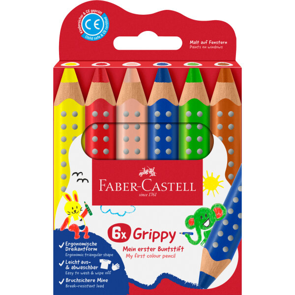 Faber-Castell Buntstift Grippy farbig sortiert 6 St./Pack.