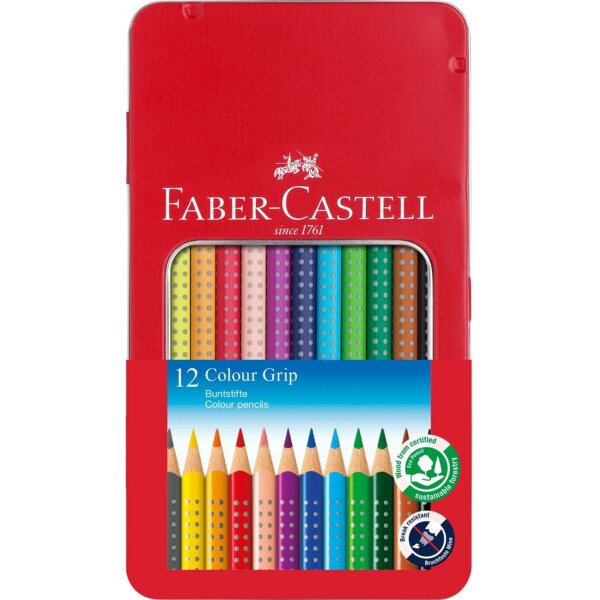 Faber-Castell Buntstift Colour GRIP farbig sortiert 12 St./Pack.
