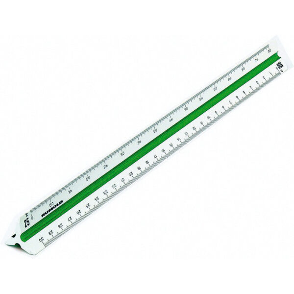 RUMOLD Dreikantmaßstab 150 30cm Vermessung 6: 1:500, 1:1000, 1:1250, 1:1500, 1:2000, 1:2500 Kunststoff weiß