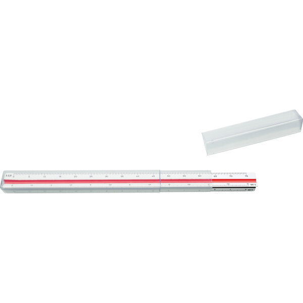 M+R Dreikantmaßstab 30cm Ingenieur DIN: 1:2,5, 1:5, 1:10, 1:20, 1:50, 1:100 Kunststoff weiß