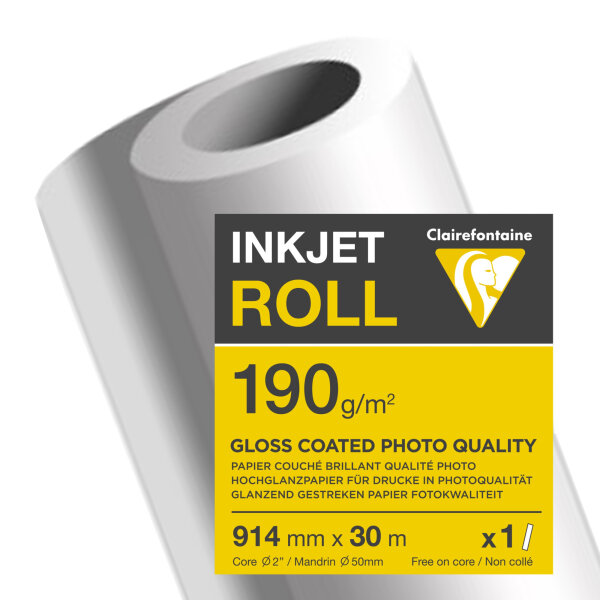 Clairefontaine Inkjetplotterpapier GLOSSY COATED 914 mm x 30 m (B x L) 190g/m² weiß
