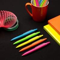 Schneider Kugelschreiber Reco Neon M blau Mine auswechselbar dokumentenecht Schaftfarbe: orange