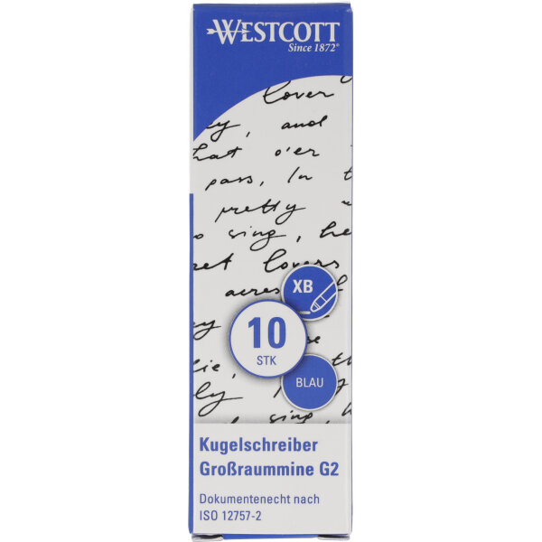 Westcott Großraummine 0,7mm XB blau ISO 12757-2 dokumentenecht 10 St./Pack.