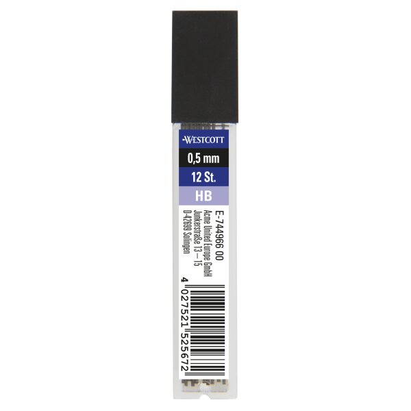 Westcott Feinmine 0,5mm HB schwarz 12 St./Pack.