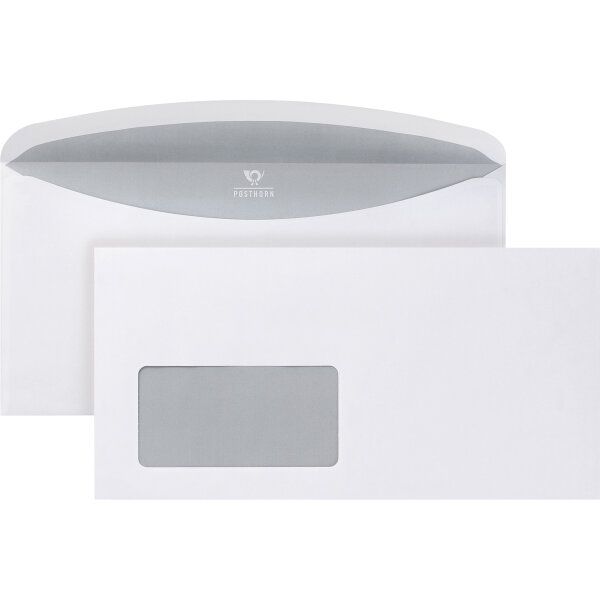 POSTHORN Briefumschläge 3000 DIN C6/C5 229 x 114 mm (B x H) mit gummierter Klappe mit Fenster 80g/m² weiß 1.000 St./Pack.