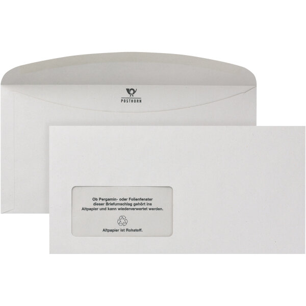 POSTHORN Briefumschläge DIN C6/C5 229 x 114 mm (B x H) mit gummierter Klappe mit Fenster 80g/m² grau 1.000 St./Pack.