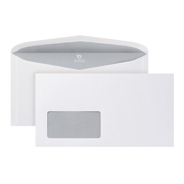 POSTHORN Briefumschläge 3000 Kompakt 235 x 125 mm (B x H) mit gummierter Klappe mit Fenster 80g/m² weiß 1.000 St./Pack.