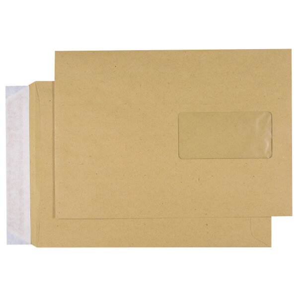 MAILmedia Versandtasche DIN C5 162 x 229 mm (B x H) mit Haftklebung mit Fenster 90g/m² ohne Fadenverstärkung braun 500 St./Pack.