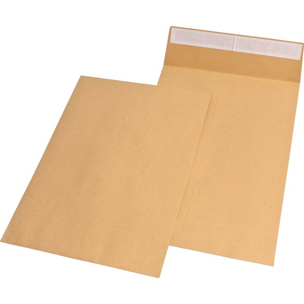 MAILmedia Faltentasche DIN C4 Breite des Bodens: 40mm ohne Fenster 120g/m² mit Haftklebung Kraftpapier braun 100 St./Pack.