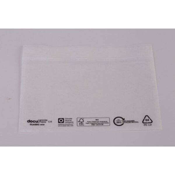 docuFIX® Dokumententasche classic eco DIN lang Folie, 80 % recycelt transparent 1.000 St./Pack.