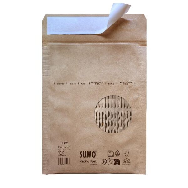 SUMO Papierpolstertasche Packn Post nature 13/C mit Haftklebung Papier, 100 % recycelt braun 10 St./Pack.