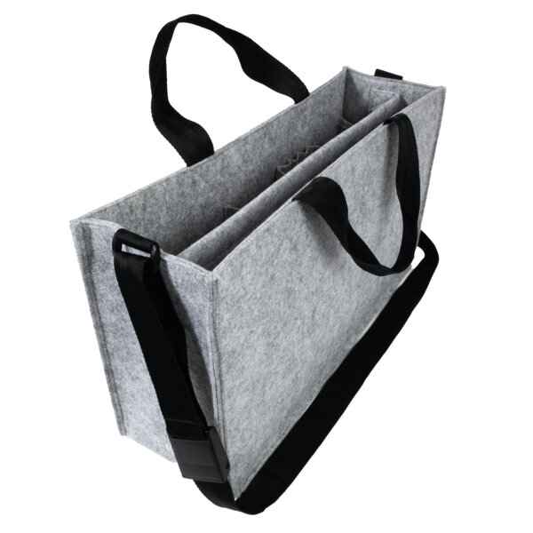 SIGEL Aufbewahrungstasche Desk Sharing Notebook, Handy, Projektunterlagen, Schreibgeräte, Headset, Trinkflasche 50 x 28 x 15 cm (B x H x T) Synthetik-Filz, 100 % recycelt hellgrau