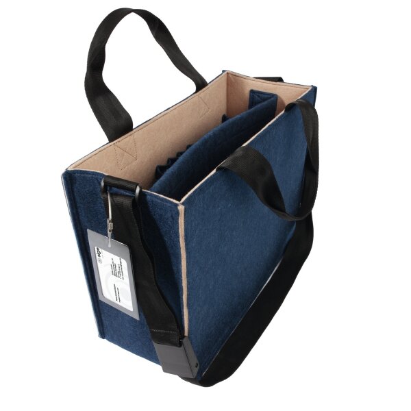 SIGEL Aufbewahrungstasche Desk Sharing Notebook, Handy, Projektunterlagen, Schreibgeräte, Headset, Trinkflasche 36 x 28 x 15 cm (B x H x T) Synthetik-Filz, 100 % recycelt dunkelblau/beige