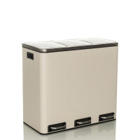 hjh OFFICE Tretabfalleimer CLEAN IX 61 x 56 x 31,5 cm (B x H x T) 3 x 18l Stahlblech, pulverbeschichtet beige