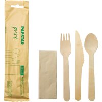 PAPSTAR Besteckgarnitur pure Einweg je 1 x Serviette,...