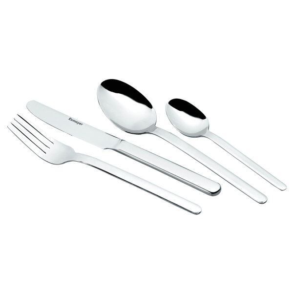 Esmeyer® Besteckgarnitur BETTINA Mehrweg 6 x Messer, Löffel, Gabeln, Kaffeelöffel Edelstahl 18/10, hochglanz-poliert silber