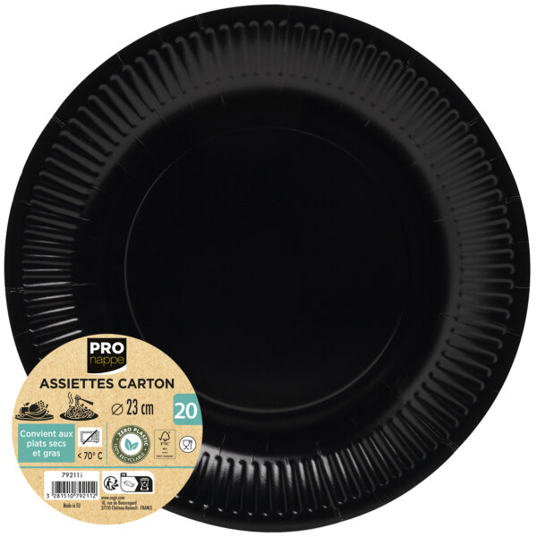 PROnappe Speiseteller Einweg 23cm schwarz 15 St./Pack.