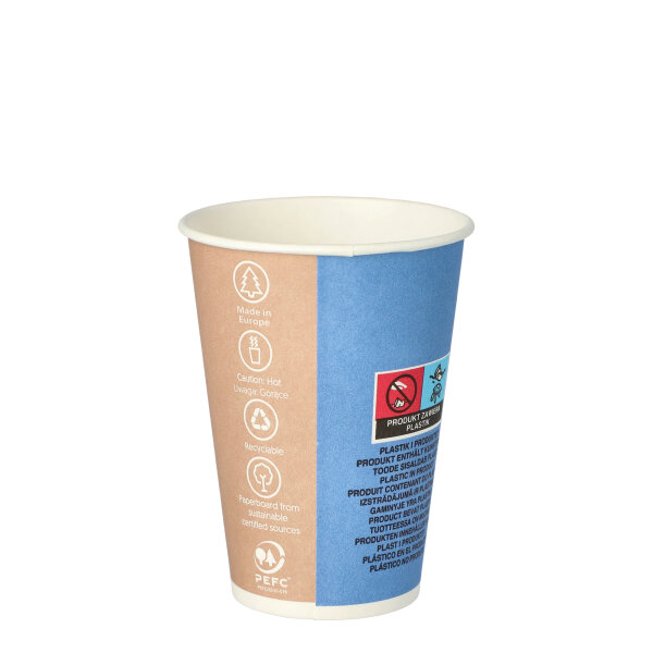 STARPAK Trinkbecher Einweg 180ml Pappe, PE-Beschichtet blau/braun To Go 100 St./Pack.