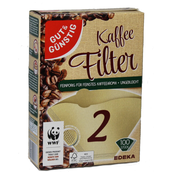 GUT & GÜNSTIG Kaffeefilter 2 naturbraun 100 St./Pack.