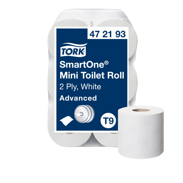 Tork Toilettenpapier SmartOne® Mini 2-lagig weiß 620 Bl./Rl. 12 Rl./Pack.