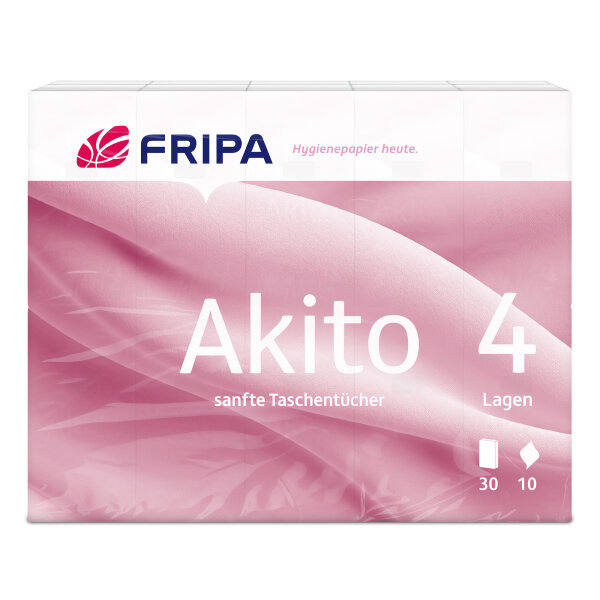 Fripa Papiertaschentücher akito 4-lagig 100 % Zellstoff hochweiß 30 x 10 St./Pack.