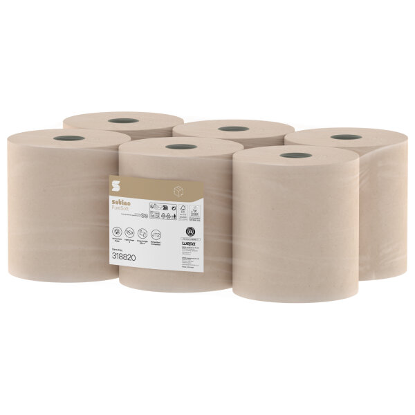 Satino by WEPA Toilettenpapier PureSoft 2-lagig softbeige 1.520 Bl./Rl. 6 Rl./Pack.