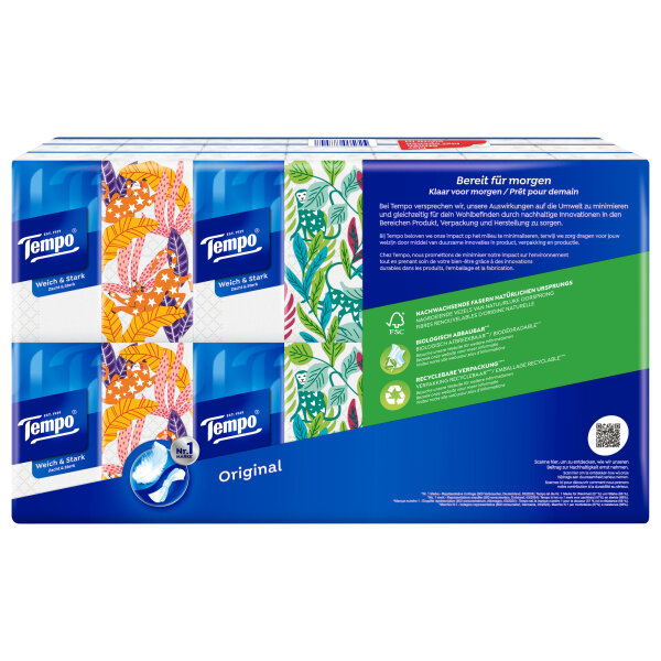 Tempo® Papiertaschentücher Original Design Edition 21 x 21 cm (B x H) 4-lagig Zellstoff weiß 42 x 10 St./Pack.