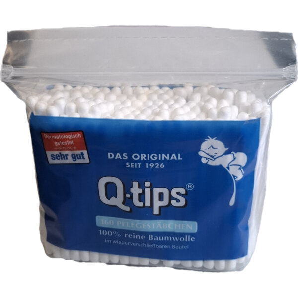 Q-Tips Wattestäbchen nicht Steril 100 % Baumwolle/Papier 160 St./Pack.