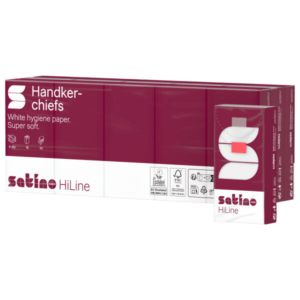 Satino by WEPA Papiertaschentücher HiLine 21 x 21 cm (B x H) 4-lagig 100 % Zellstoff weiß 15 x 10 St./Pack.