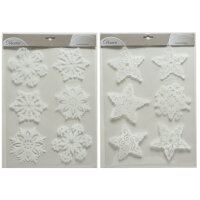 DECORIS Fensterbild PET weiß Sterne, Schneeflocken...