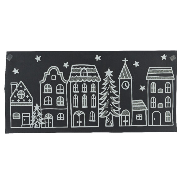 DECORIS Fensterbild PET weiß Häuser