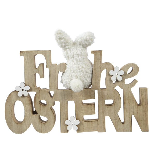 DECORIS Dekorationsfigur Frohe Ostern 24 x 19 cm (B x H) Holz natur/weiß